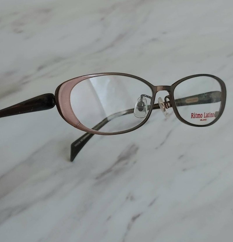 VINTAGE antique glasses Ritmo Latino Milano brown gold mirror metal frame - กรอบแว่นตา - วัสดุอื่นๆ สีนำ้ตาล