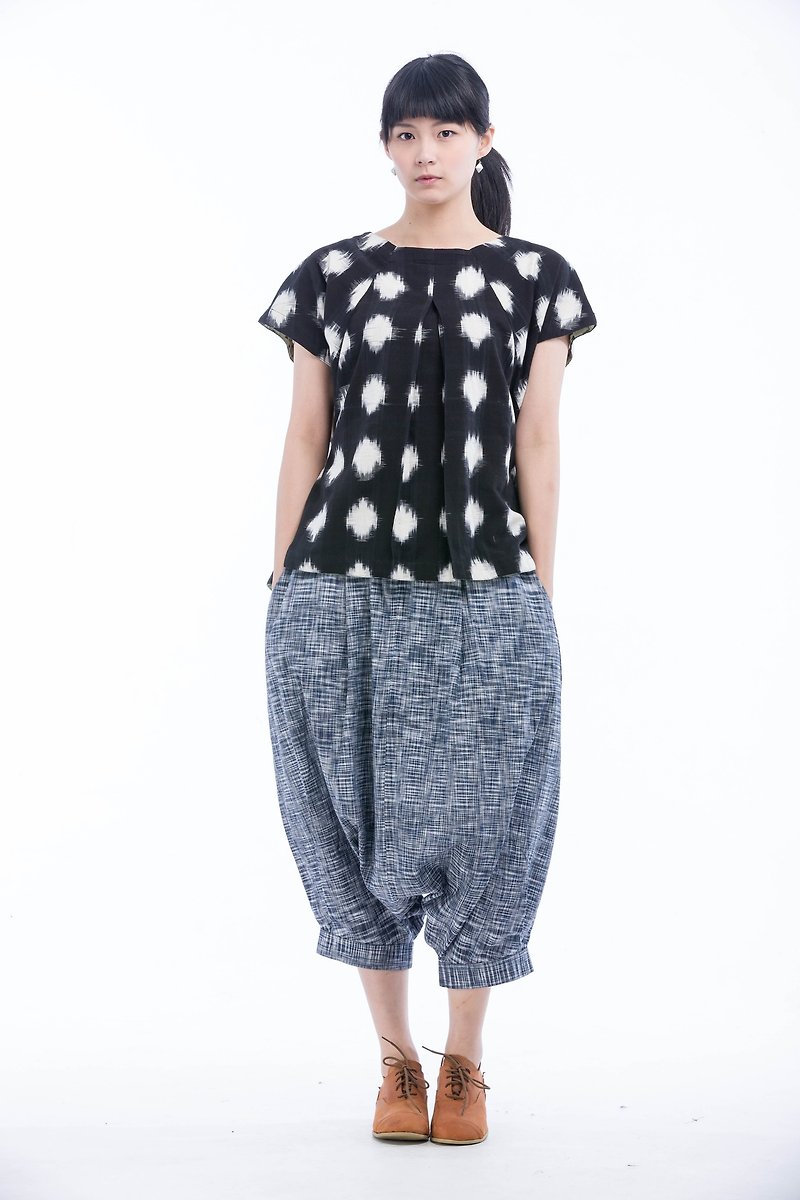 Sparkling geometric wide pants _ fair trade - กางเกงขายาว - ผ้าฝ้าย/ผ้าลินิน สีเทา