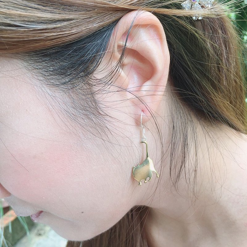 Handmade Bronze cat earrings, ear hook design ~ Vitality Cat ~ Poetry handmade by Qing Metallurgist is launched! - Earrings & Clip-ons - Copper & Brass 