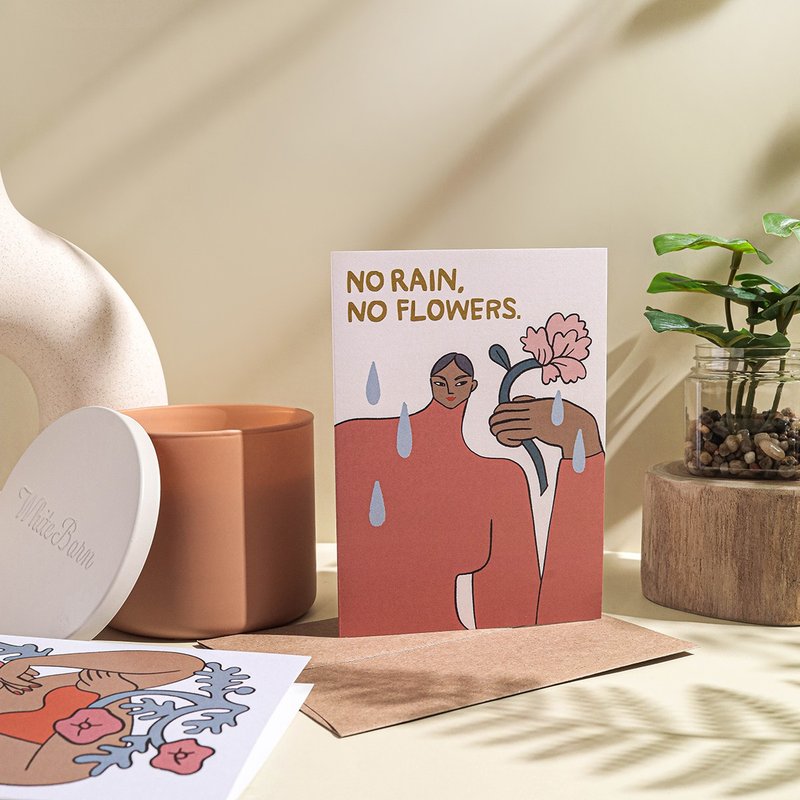 Greeting Card - No rain No Flowers - 卡片/明信片 - 紙 