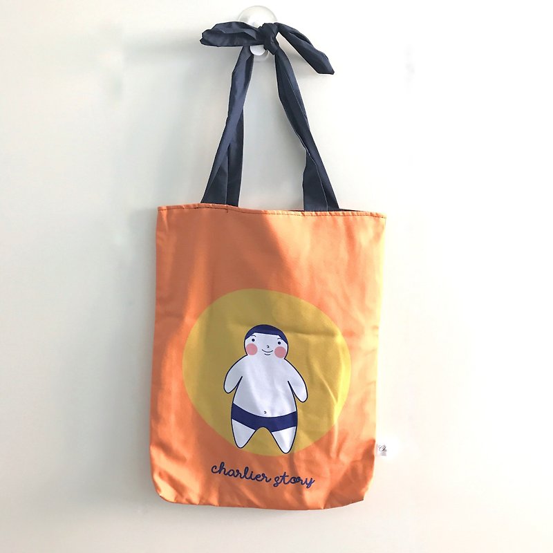 Fat Boy Lok TOTEFAT – M size – White face orange - Handbags & Totes - Polyester Multicolor