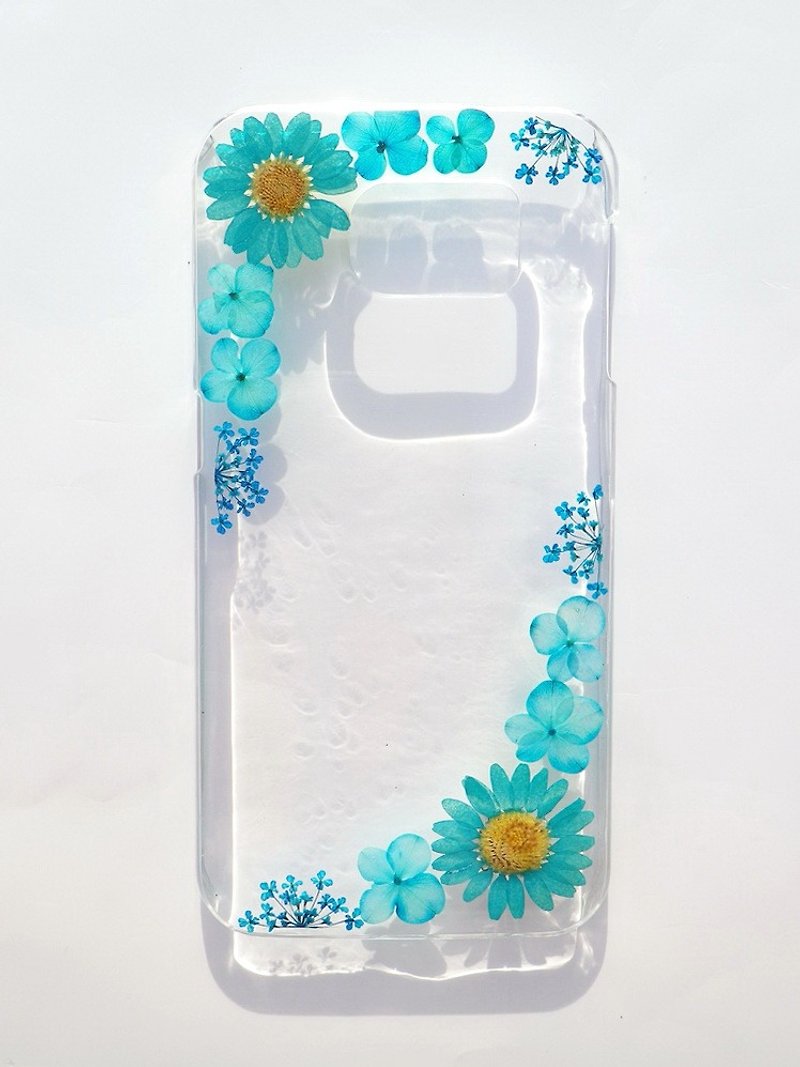 Anny's workshop hand-made pressed flower phone case, Samsung Galaxy S7 plus, beautiful photo frame (Summer Series) - Phone Cases - Plastic Blue