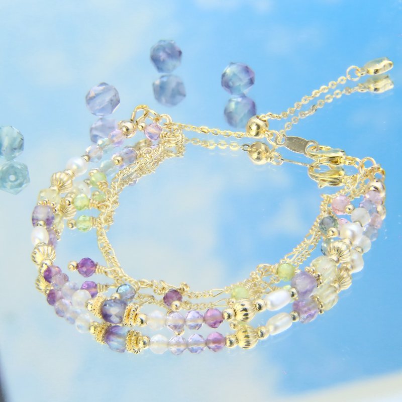 Wanhua Mirror-Double Circle Bracelet | Blue Stone Stone| Crystal Crystal Bracelet - สร้อยข้อมือ - คริสตัล สีม่วง