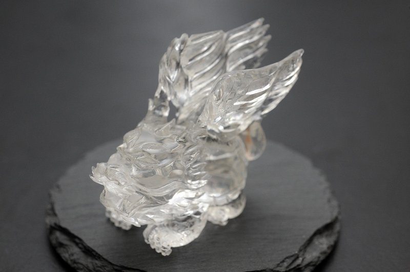 白水晶飛天龍龜  礦石/水晶/靈修/開運/招財/破煞/防小人(收藏品) - 擺飾/家飾品 - 水晶 