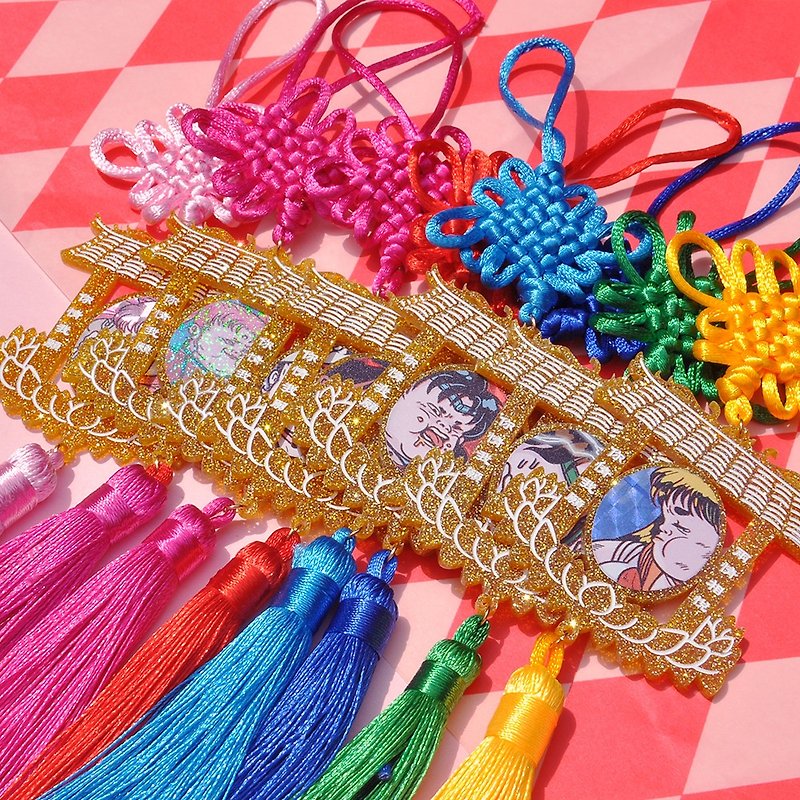 美少女結緣繩結/ 中國繩吊飾/ 唐葫蘆姑娘 - 吊飾 - 塑膠 