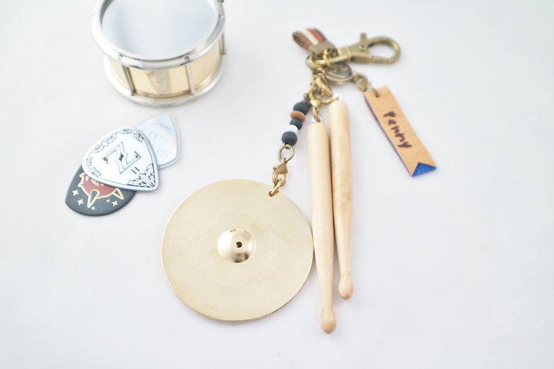 【Shiny Drum Sticks Cymbal Set】mini Drum sticks Texture Mini Model Charm Packaging Accessories - Charms - Other Metals Multicolor