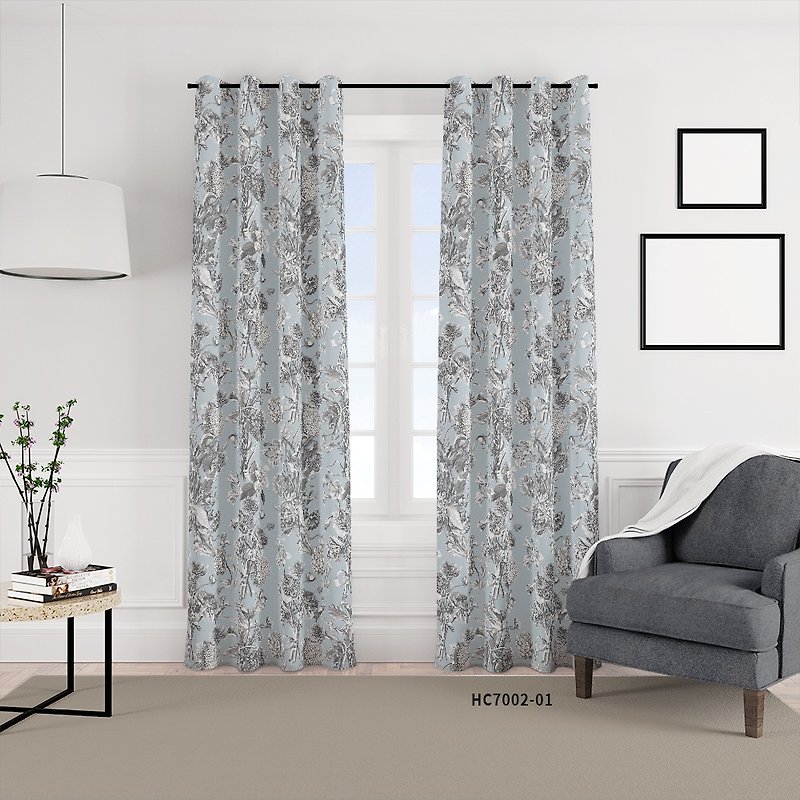 HC printed curtains European and American floral version HC7002 black and white printed Victoria - ม่านและป้ายประตู - เส้นใยสังเคราะห์ 