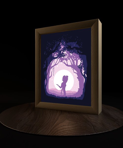 PaperGid Lovers in the moonlight Light Box Template, Shadow Box 【DIY Handmade】