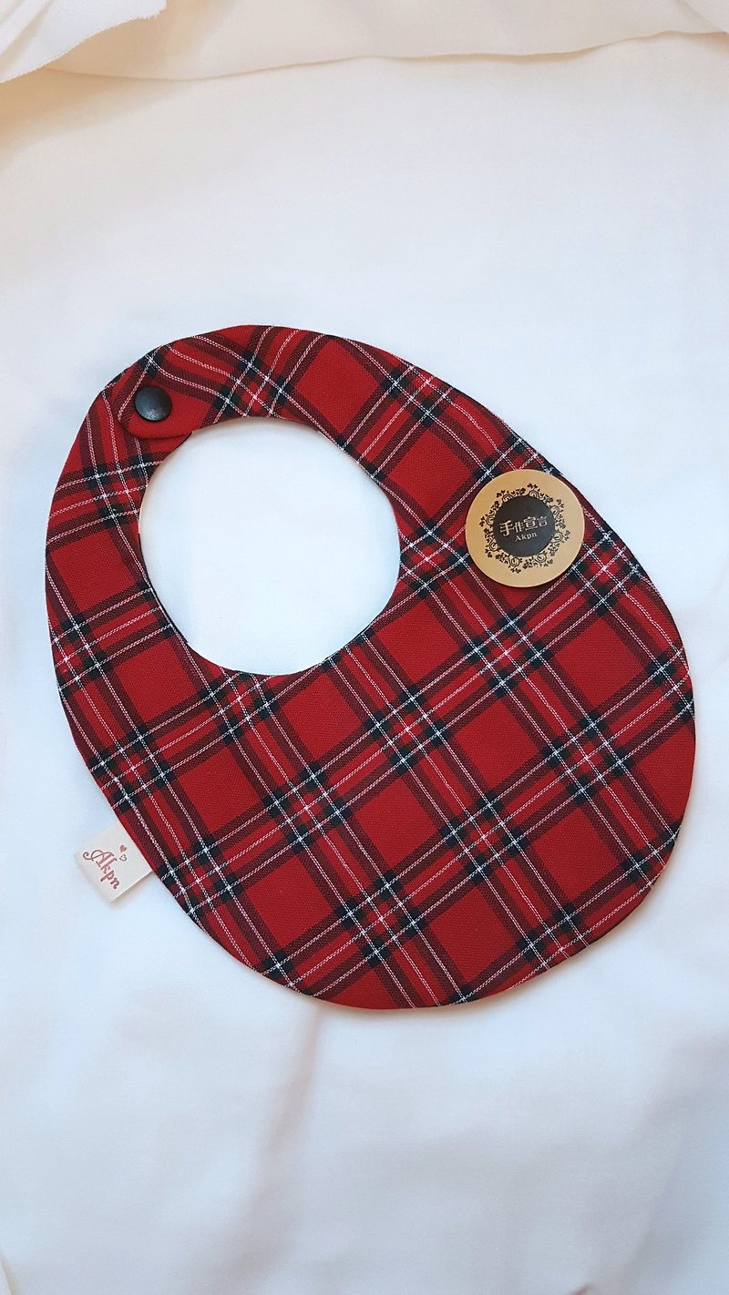 (British style pattern/red) eight-fold yarn 100% cottonAB egg-shaped bib - Bibs - Cotton & Hemp Red