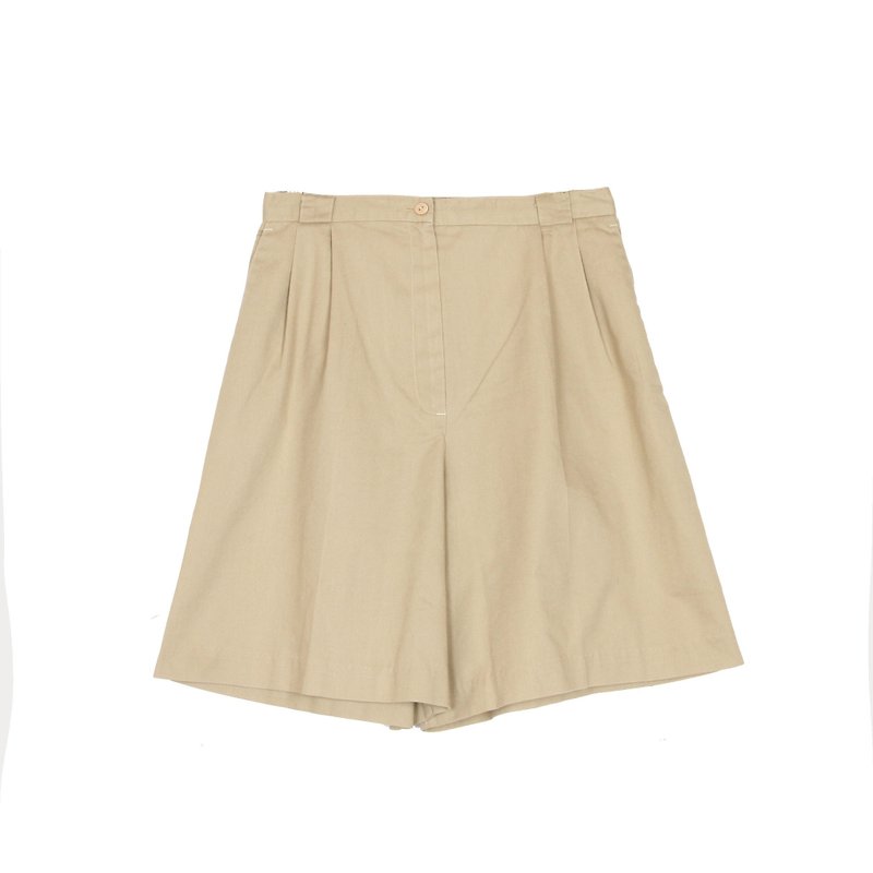 [US] egg plant vintage girl vintage high waist khaki shorts - กางเกงขายาว - ผ้าฝ้าย/ผ้าลินิน สีกากี