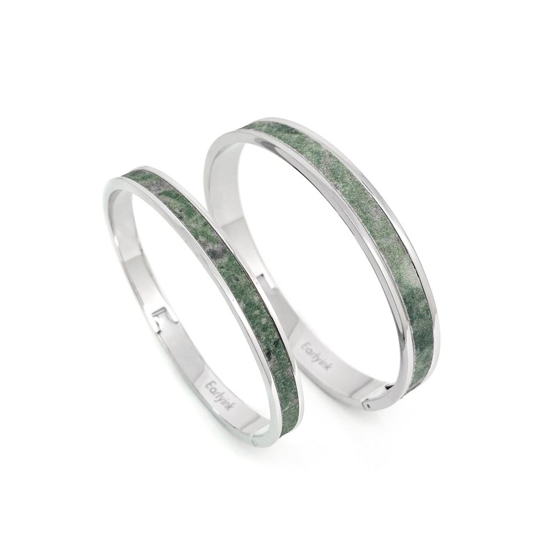 Lovers Bracelet | Stainless Steel| Innovative Stone Fabric | Silver Steel Pine and Cypress Green - สร้อยข้อมือ - สแตนเลส สีเงิน