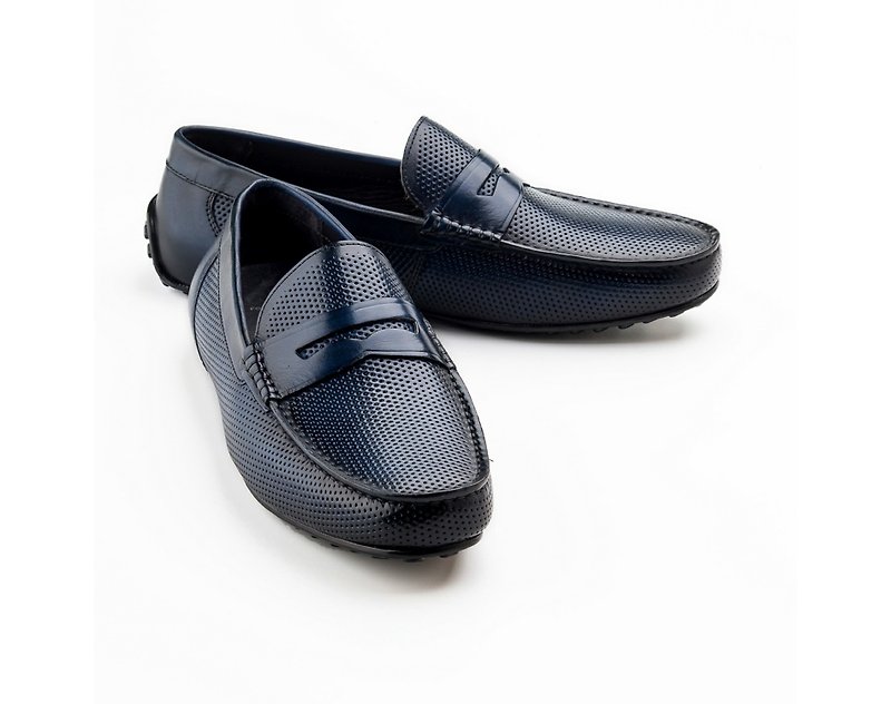 【Amadeus】Classic hand-painted loafers 66086- blue - Men's Casual Shoes - Genuine Leather 