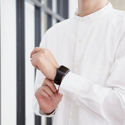 ELECOM ELECOM 純素皮革錶帶 Apple Watch 45/44/42mm 黑