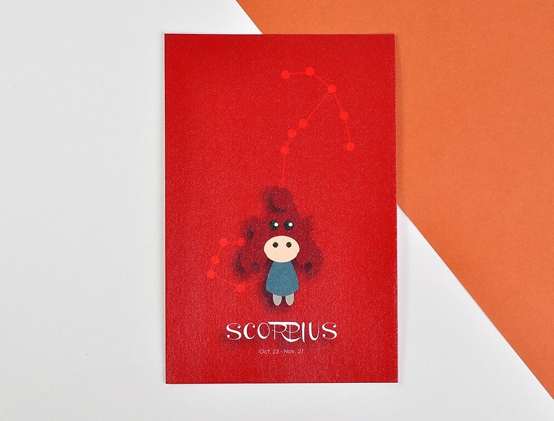 The 12 constellations character birthday card and postcard - Scorpius - Cards & Postcards - Paper Red