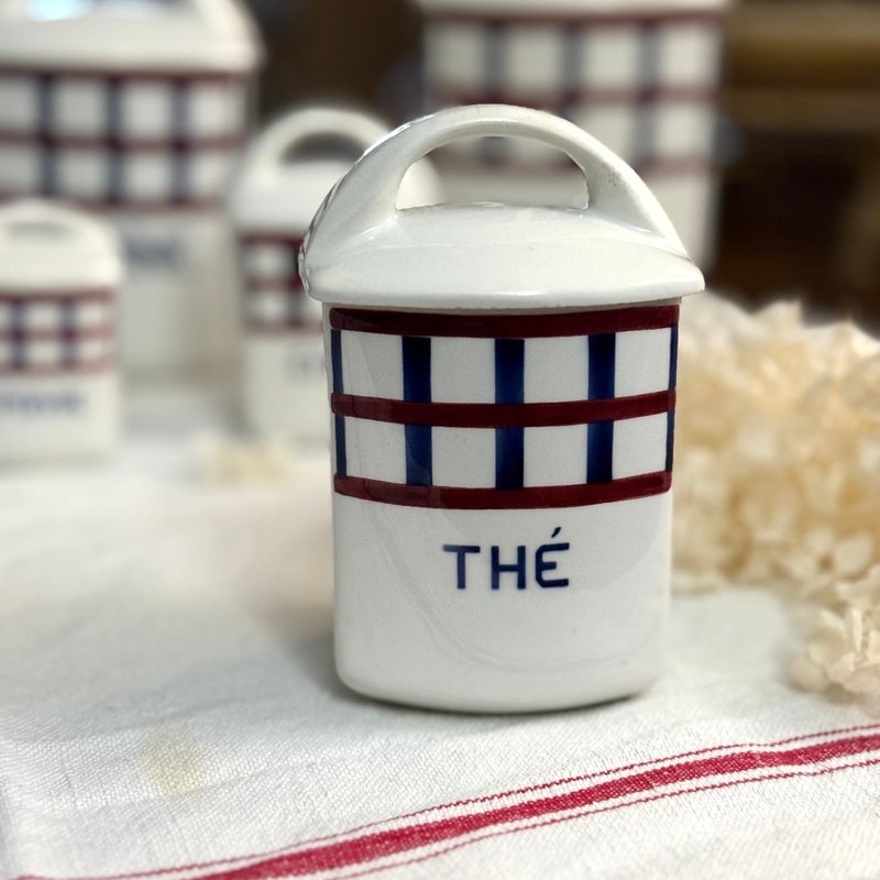 * 50817-經典法國古董 HBCM Béarn系列陶瓷茶罐 - 調味罐/醬料罐 - 瓷 銀色