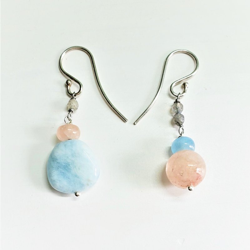 Natural semi-precious stones silver dangle earrings (with certificate) - ต่างหู - เครื่องเพชรพลอย 