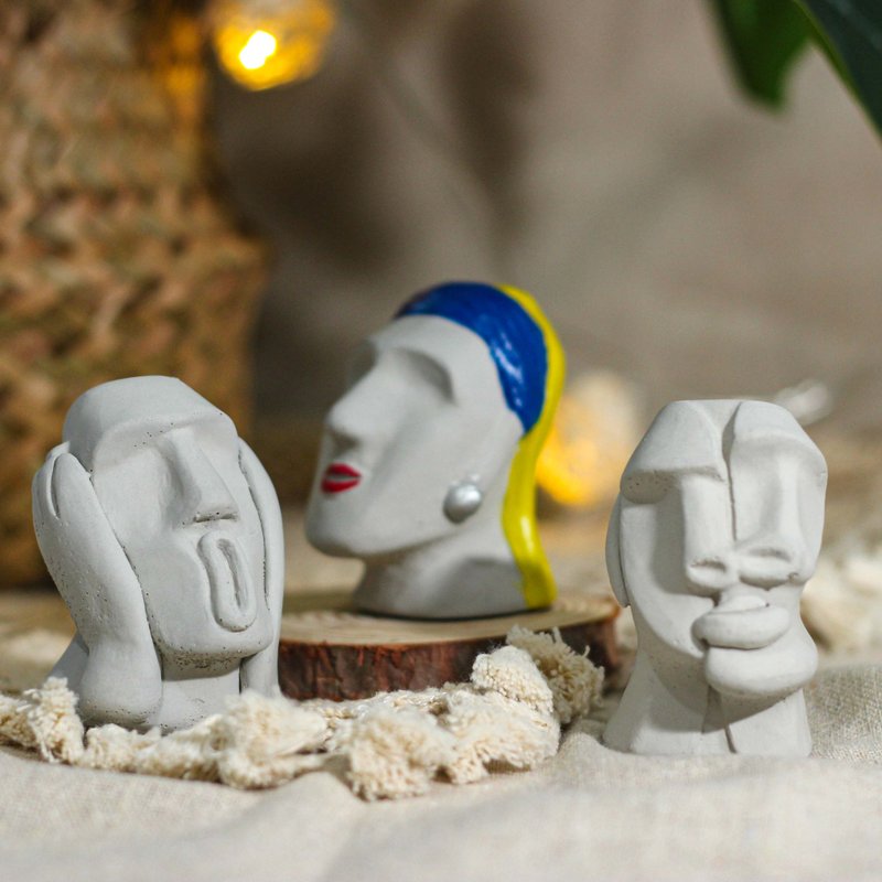 [Exclusive Style] Screaming Pearl Earrings Picasso Moai Diffusing Stone Statue Fragrance Stone - Fragrances - Other Materials 