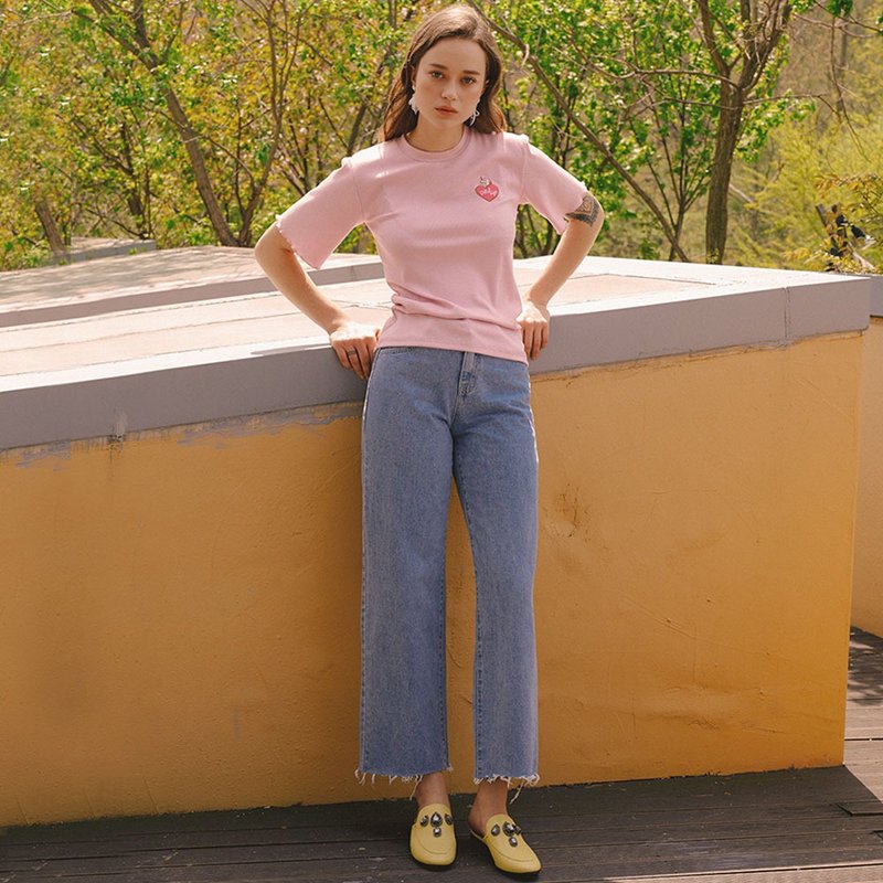 VITALSIGN Vintage Wide Leg Jeans - 女長褲 - 棉．麻 藍色