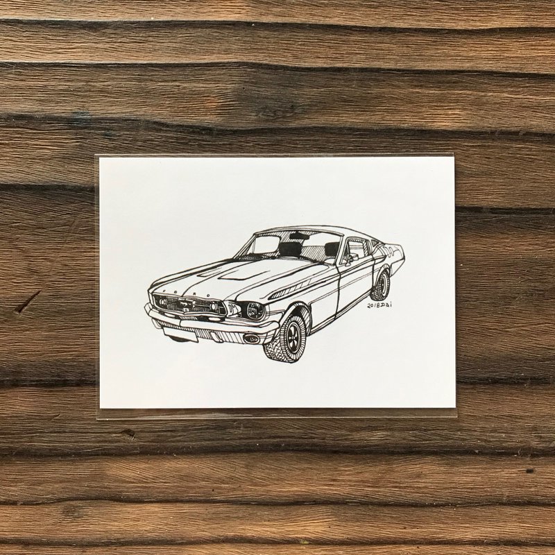 Hand-Painted postcard-Ford mustang1967 .gt500 - การ์ด/โปสการ์ด - กระดาษ 