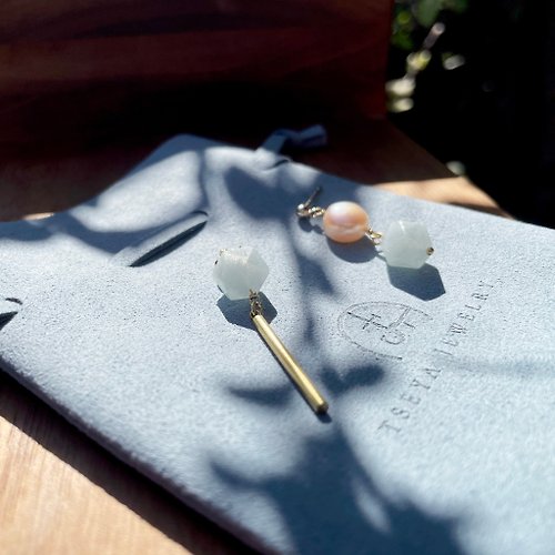 TSEYA JEWELRY 結婚禮物 ∣ 珍珠 海水藍寶 14k包金 天然石耳環