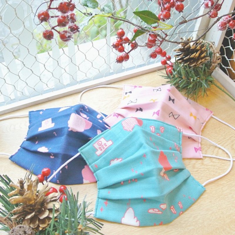 handmade masks Christmas Limited, The Lucky Bag Set【E】 - マスク - コットン・麻 ピンク