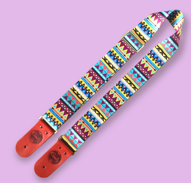 Blue Mix Guitar Strap, Genuine Leather Guitar Strap - 其他 - 棉．麻 銀色