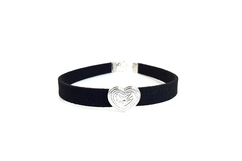 Silver Love Necklace (Chain) - Necklaces - Genuine Leather Black
