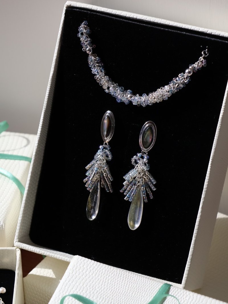 O2 Cityscape - Layered Light Construction Gift Set - Earrings & Clip-ons - Silver Blue