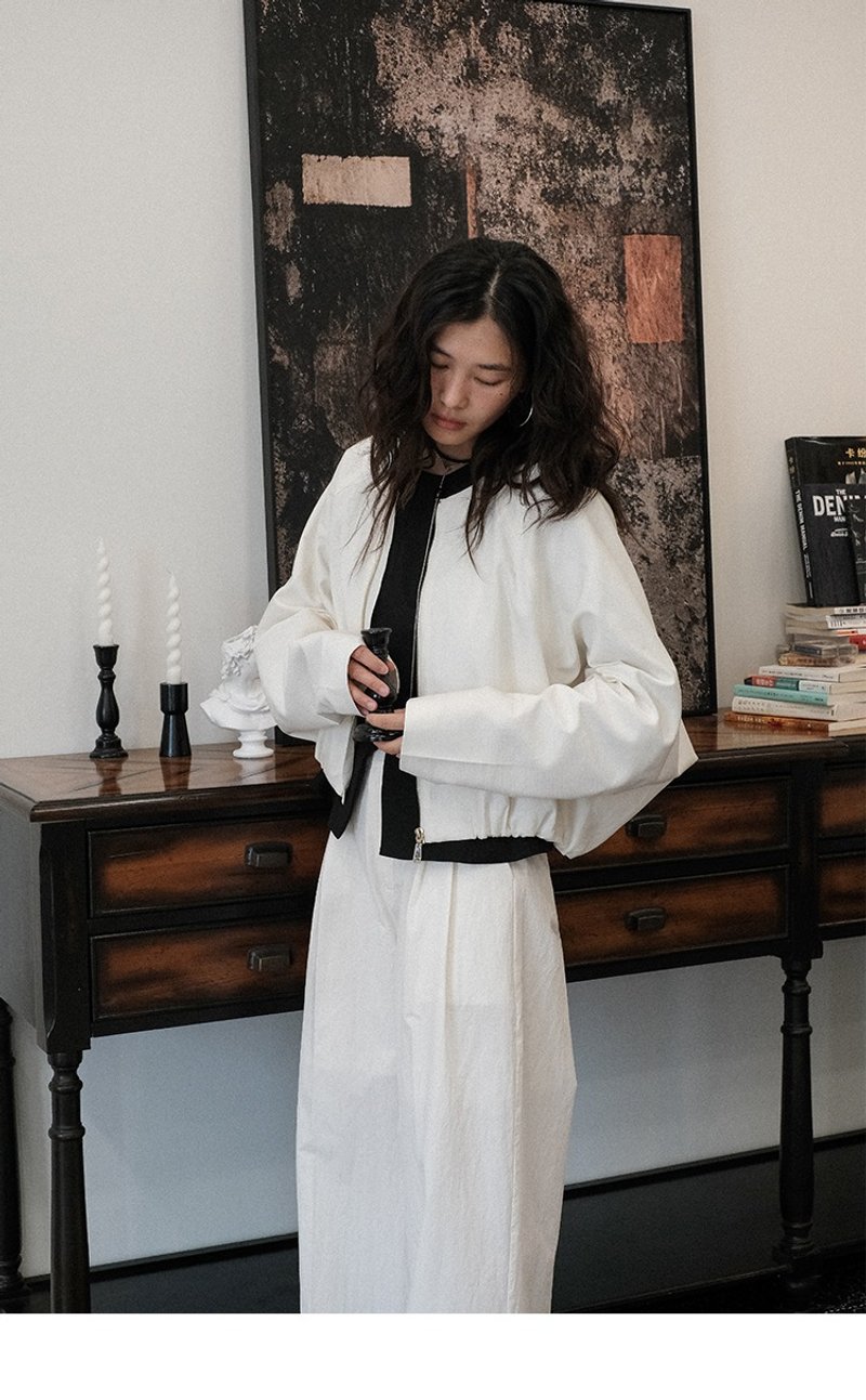 簡約花苞繭型蝙蝠袖拉鏈開衫夾克外套上衣女 - 女上衣/長袖上衣 - 其他人造纖維 