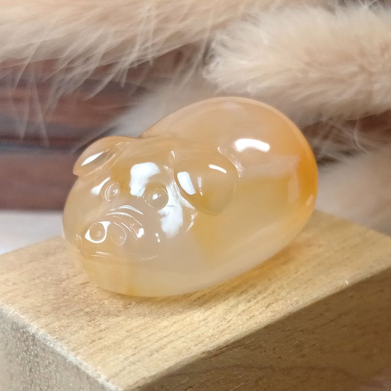 小雕件 小品動物-豬 紅玉髓 - 擺飾/家飾品 - 玉石 橘色