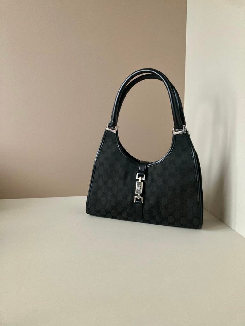 LA LUNE | Japanese used Gucci black presbyopia Jackie handbag/handbag beautiful armpit bag - Handbags & Totes - Faux Leather Black