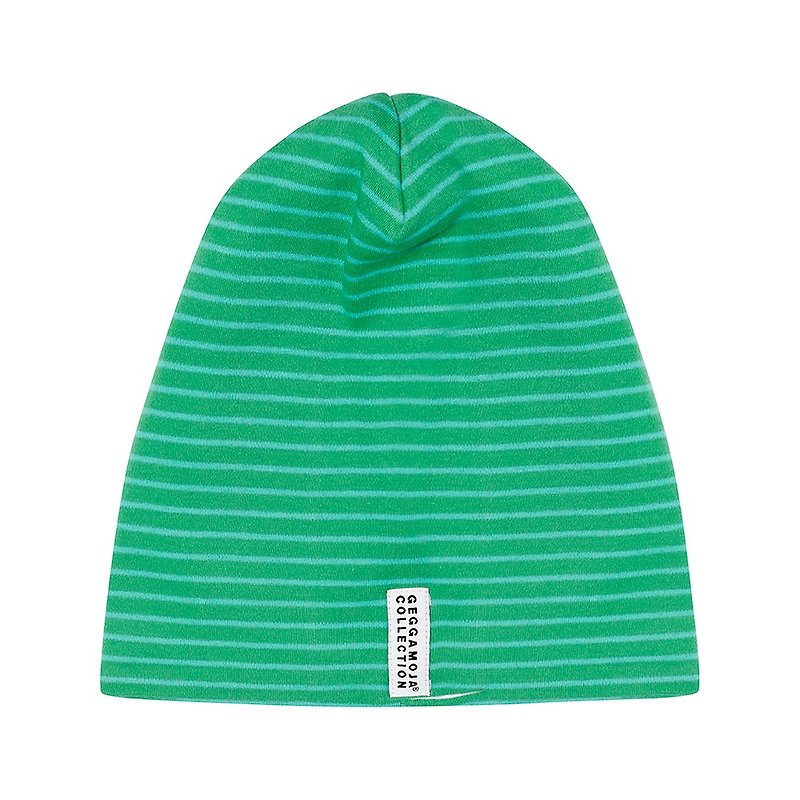 【北歐童裝】瑞典有機棉條紋兒童帽子5歲至6歲綠/青綠條紋 - 嬰兒帽/髮帶 - 棉．麻 綠色