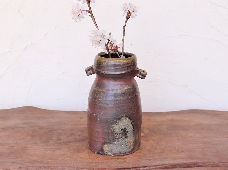 備前 耳付花入れ(19.5cm) h1-023 - 花瓶・植木鉢 - 陶器 ブラウン