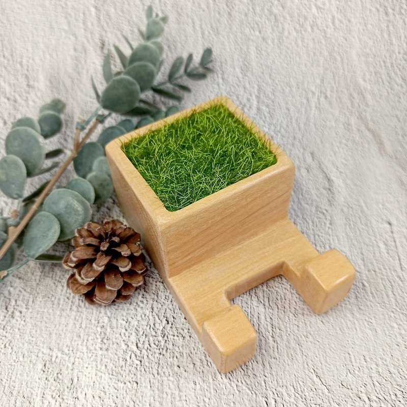 【Grass Leather Phone Holder】Phone Holder/Business Card Holder/Photo Holder - Phone Stands & Dust Plugs - Wood Green