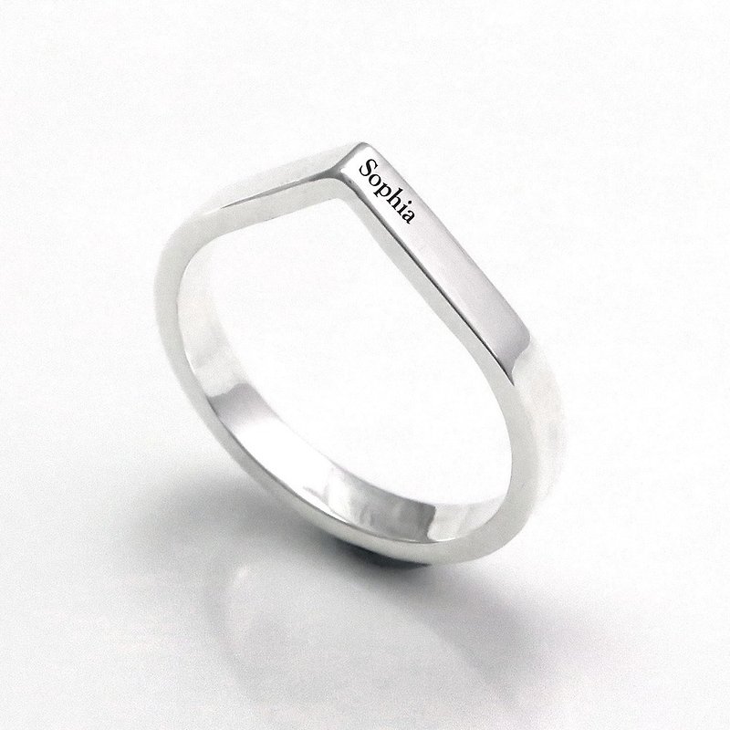 Customized lettering to stop the sound of the rain drop-shaped 925 sterling silver ring - แหวนทั่วไป - เงิน สีเงิน
