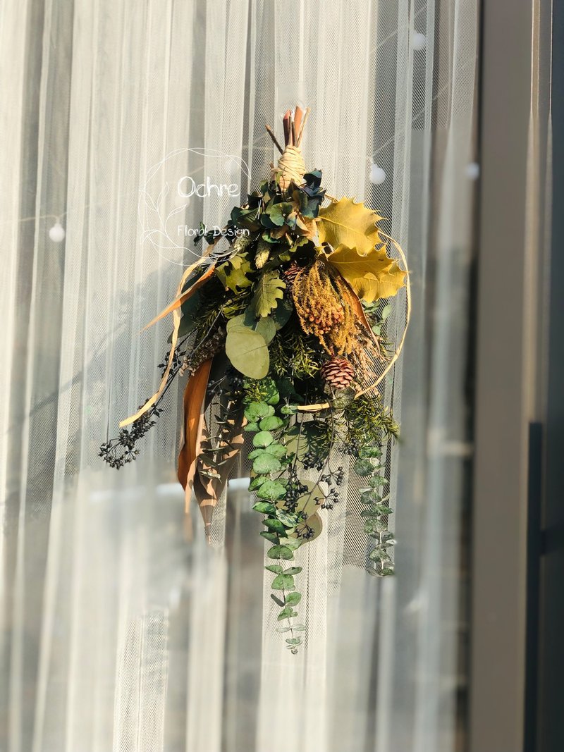 Ochre 永生乾燥倒掛花束 - 乾燥花/永生花 - 植物．花 綠色
