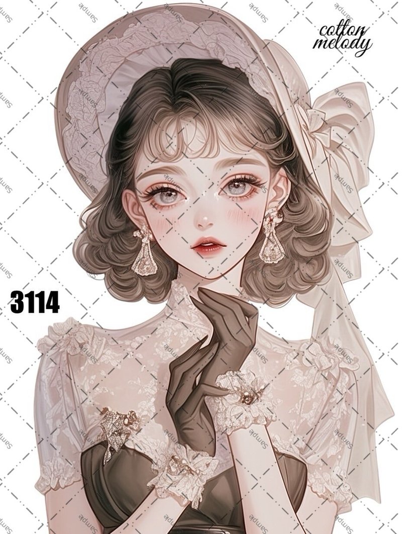 original sticker no.3114 人物ステッカー オリジナルステッカー オリジナル人物ステッカー 装飾ステッカー cotton melody - 貼紙 - 紙 