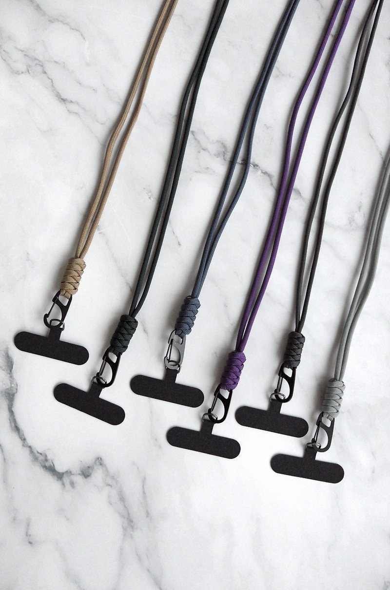 American umbrella rope hand-woven丨Mobile phone lanyard oblique back rope [plain color 17 colors] - Lanyards & Straps - Nylon Multicolor