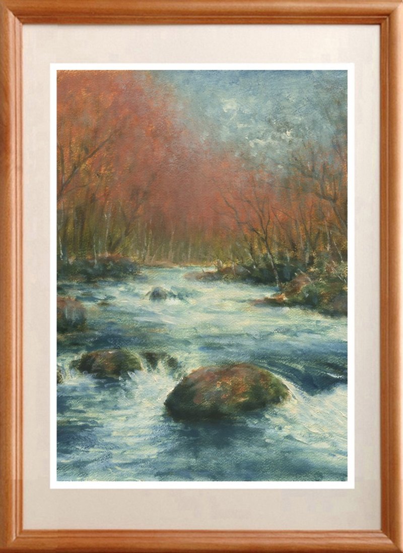 Original oil painting Oirase Gorge - Posters - Paper Orange