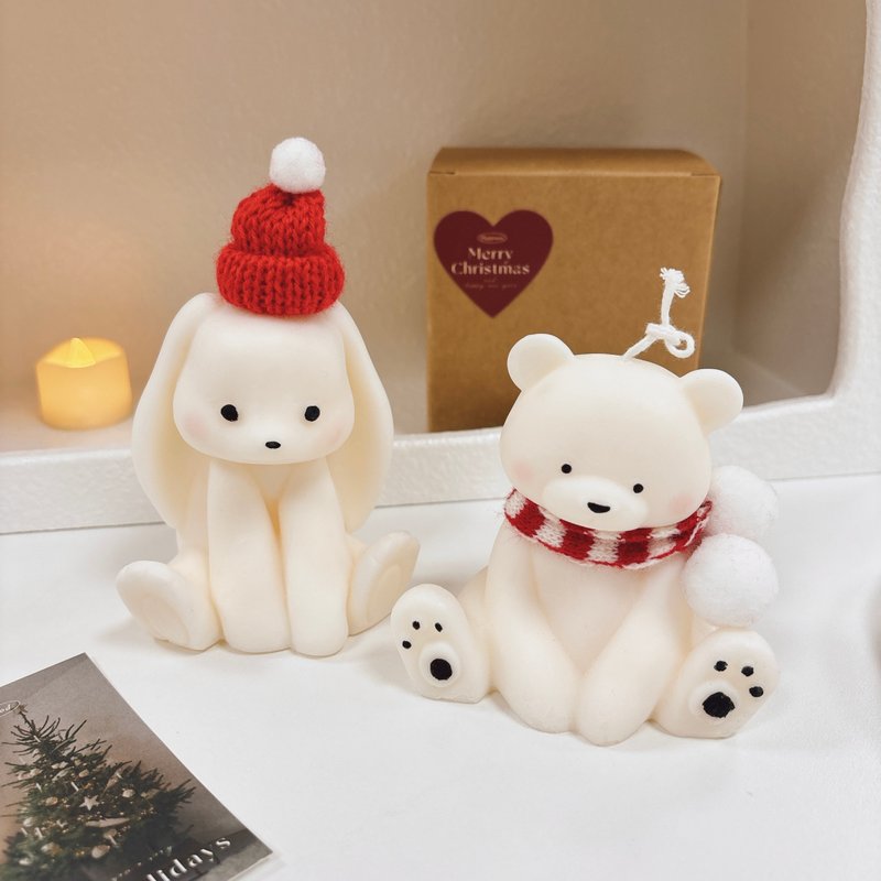 [Christmas Gift Box] Scented Candle Gift Box Set - Christmas Bear and Christmas Bunny Exchange Gifts - น้ำหอม - ขี้ผึ้ง หลากหลายสี