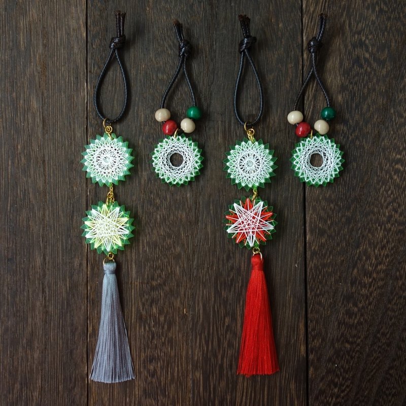 聖誕裝飾品 4 件組 | 蠶絲線聖誕掛飾 | 自然風聖誕樹掛飾 | 免運 - 擺飾/家飾品 - 絲．絹 綠色
