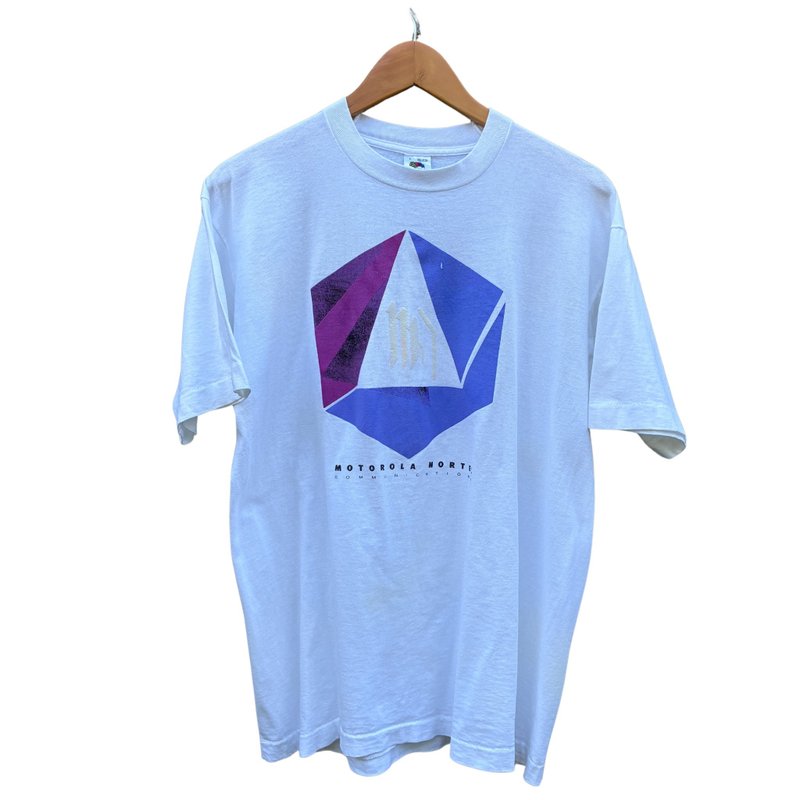 Vintage Motorola x Northern Telecom Promo Tee - 90s Tech Shirt - 男 T 恤 - 棉．麻 白色