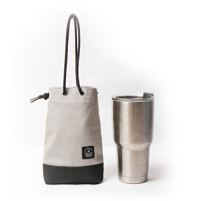 點子包【icleaXbag】飲料提袋 簡約飲料隨行袋  手搖 小物袋 小酒袋 無塑 可刻字 雪灰色 DG31 - 手提包/手提袋 - 棉．麻 