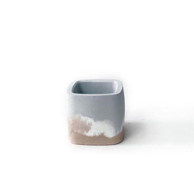 (In stock) Milk Tea Series | Small round square three-color irregular gradient Cement basin - เซรามิก - ปูน สีกากี