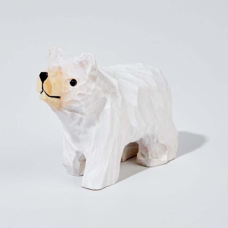 Kukuma Carved Wooden White Bear - ของวางตกแต่ง - ไม้ สีส้ม