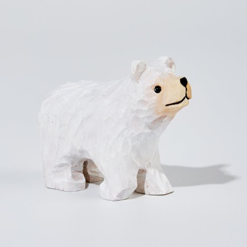 Kukuma Carved Wooden White Bear - Shop Mokuomo Items for