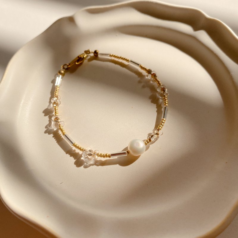 蜜光圈-珍珠 黃銅 捷克珠手環 - 手鍊/手環 - 銅/黃銅 多色