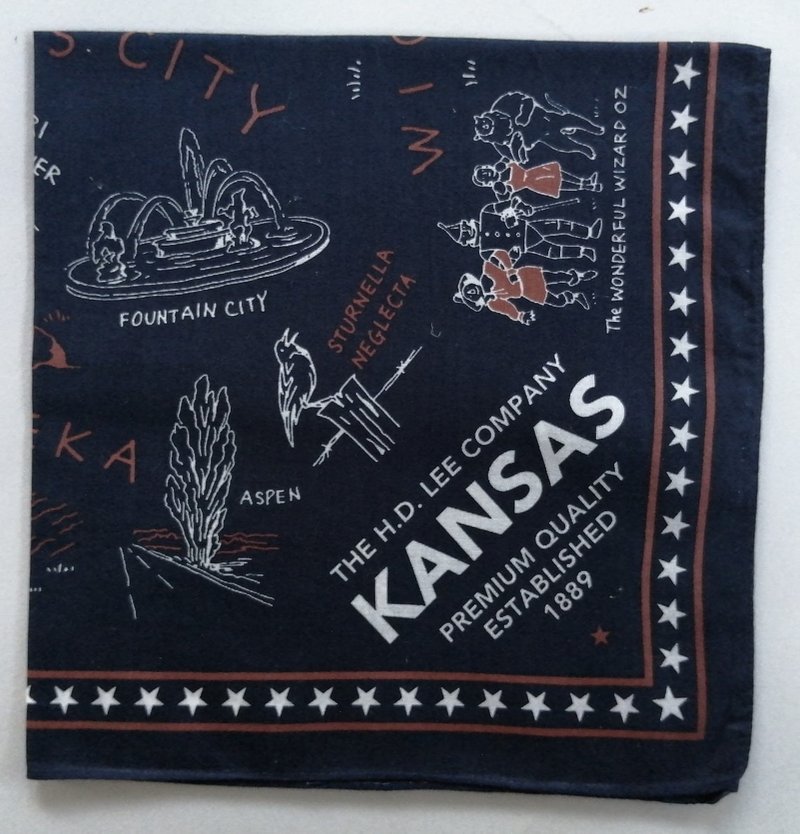 The H.D. Lee Company Bandana KANSAS Red and Blue Bandana 19 x 19 inches, Holiday - 絲巾 - 棉．麻 藍色
