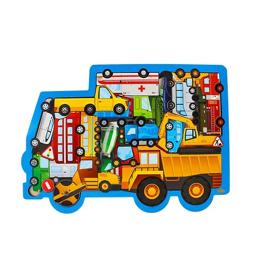 WoodCreativityGifts Puzzle board with transport, Wooden Montessori Toddler Toys Age 3 4 5 year