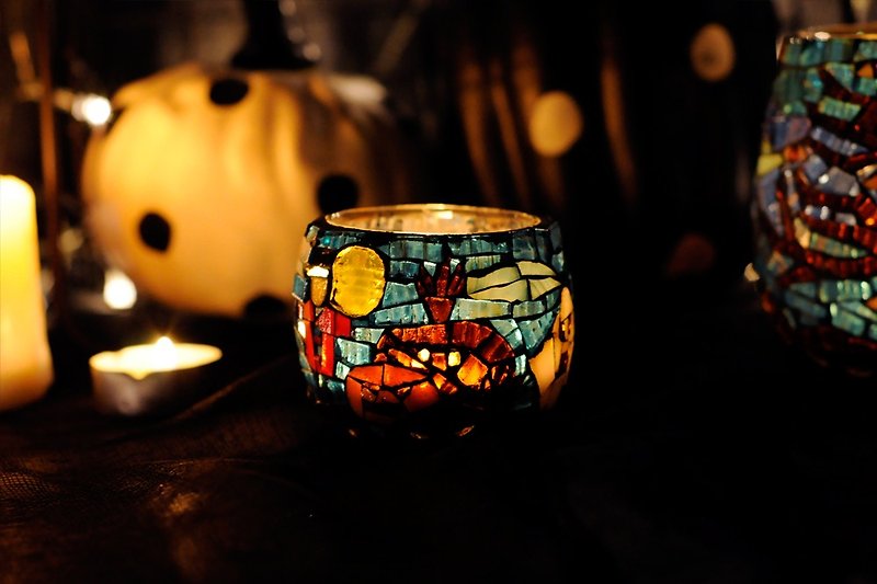 Halloween's Eve /  Original design handmade mosaic candlestick - Candles & Candle Holders - Glass 